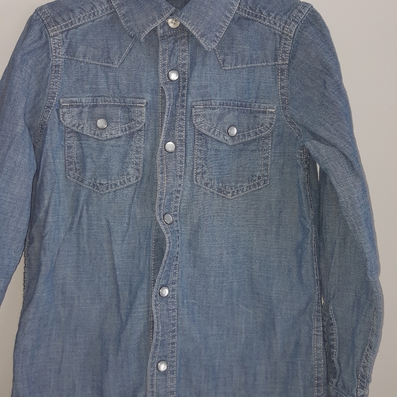 Place Boy Button Down Shirt Size S 5/6 bleu 100%co - Picture 3 of 6